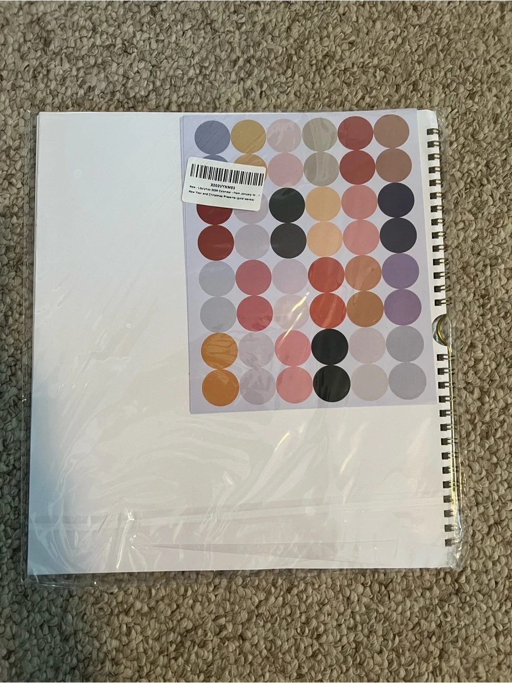 2026 Wall Calendar with Pastel Dot Sticker Sheets